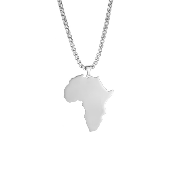 Pendentif Carte Africaine en Acier Inoxydable,lisse. 6