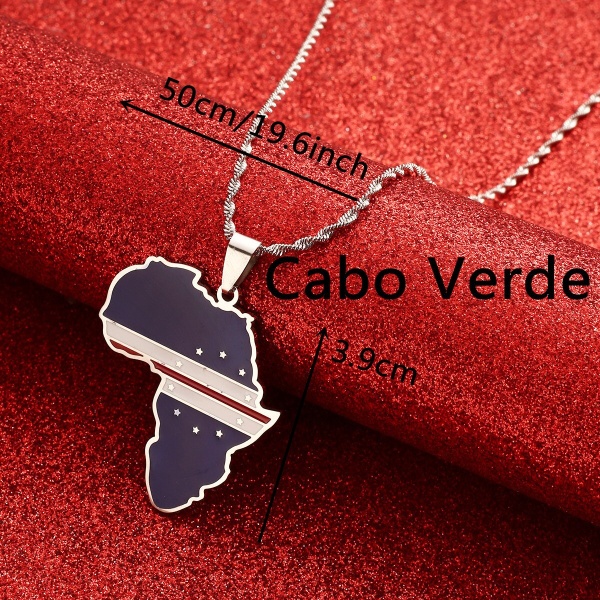 Collier avec pendentif carte du cap-vert, en acier inoxydable 2