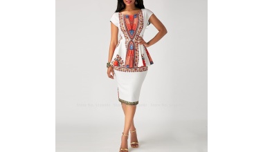 Robe chic imprimée Dashiki à manches courtes 4