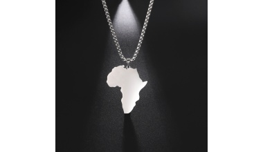 Pendentif Carte Africaine en Acier Inoxydable,lisse. 1