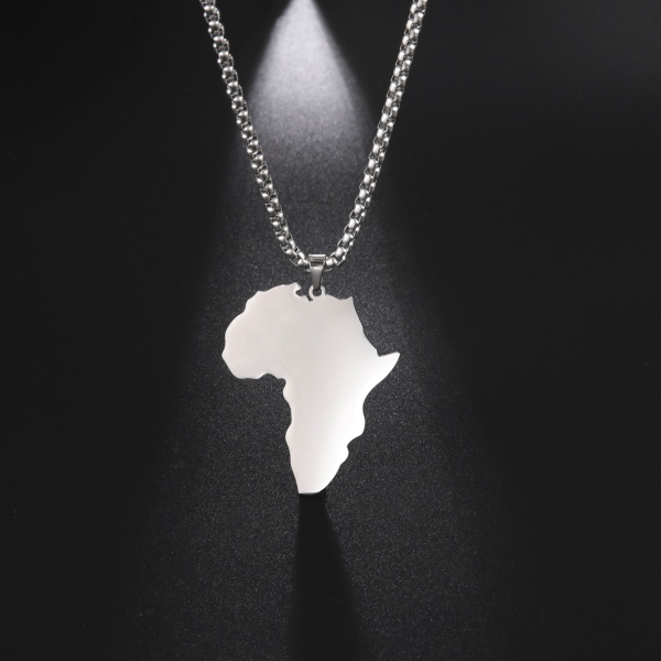 Pendentif Carte Africaine en Acier Inoxydable,lisse. 3