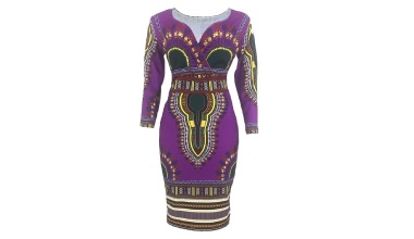 Robe imprimée Dashiki, col en V 3