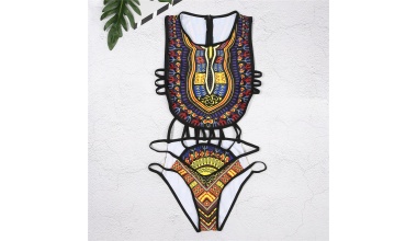 Maillot de bain une pièce aéré imprimé Dashiki 2