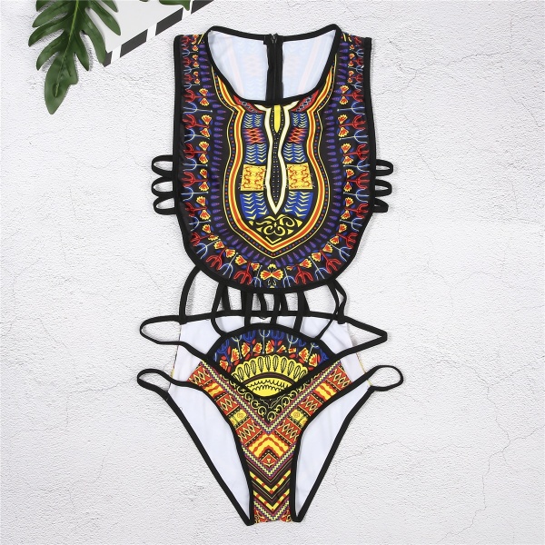 Maillot de bain une pièce aéré imprimé Dashiki 5