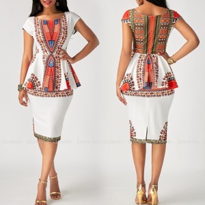 Robe chic imprimée Dashiki à manches courtes 1