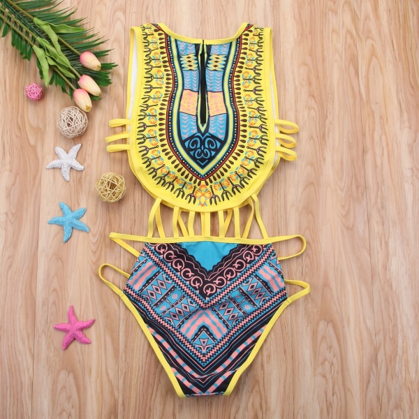 Maillot de bain une pièce aéré imprimé Dashiki 4