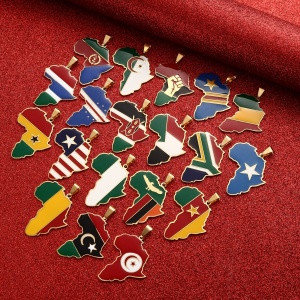 Pendentif carte de l'Afrique couleur drapeau pays d'Afrique 1