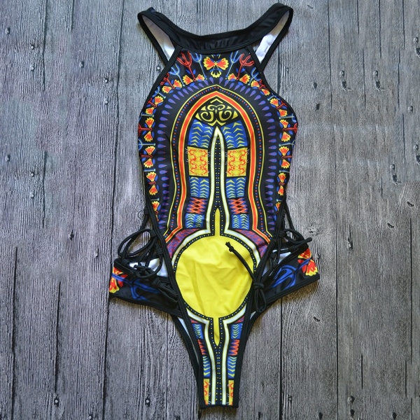 Maillot de bain Col rond une Pièce Dashiki 2