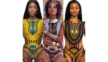 Maillot de bain une pièce aéré imprimé Dashiki 2