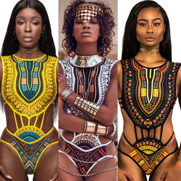 Maillot de bain une pièce aéré imprimé Dashiki 6