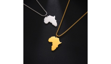 Pendentif Carte Africaine en Acier Inoxydable,lisse. 1