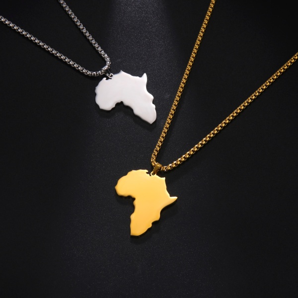 Pendentif Carte Africaine en Acier Inoxydable,lisse. 1