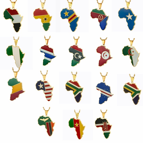 Pendentif carte de l'Afrique couleur drapeau pays d'Afrique 3