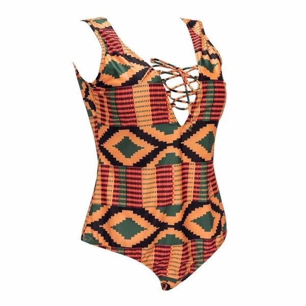 Maillot de bain africain une pièce imprimé afro tribal 3