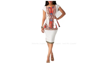 Robe chic imprimée Dashiki à manches courtes 4