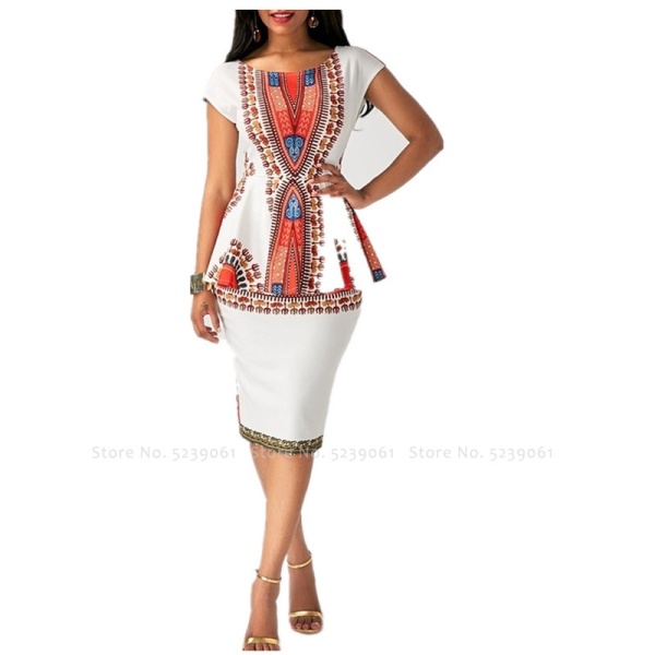 Robe chic imprimée Dashiki à manches courtes 5