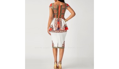 Robe chic imprimée Dashiki à manches courtes 4