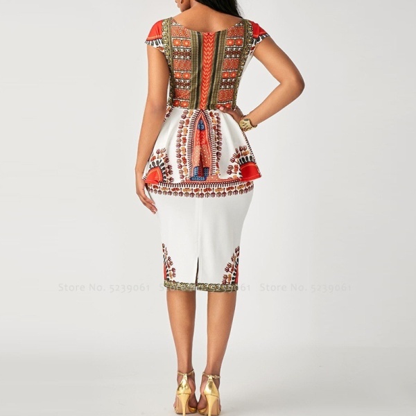 Robe chic imprimée Dashiki à manches courtes 3