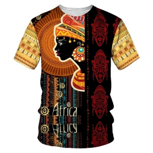 T-shirt col rond, manches courtes femme africaine vintage 1