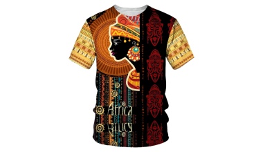 T-shirt col rond, manches courtes femme africaine vintage 1