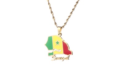 Pendentif drapeau du Sénégal avec chaîne 3