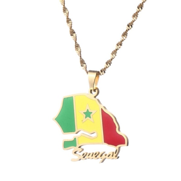 Pendentif drapeau du Sénégal avec chaîne 4