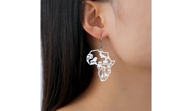 Boucles d’Oreilles Carte de l’Afrique Incrustéesanimaux en Acier Inoxydabl 1