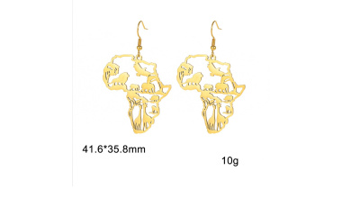 Boucles d’Oreilles Carte de l’Afrique Incrustéesanimaux en Acier Inoxydabl 1