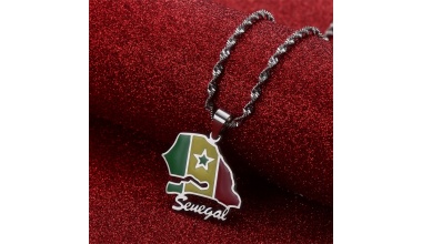 Pendentif drapeau du Sénégal avec chaîne 3