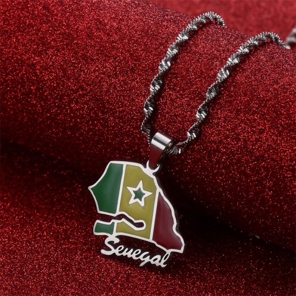 Pendentif drapeau du Sénégal avec chaîne 5