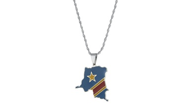 Pendentif drapeau forme carte de la république démocratique du Congo avec chaine 1