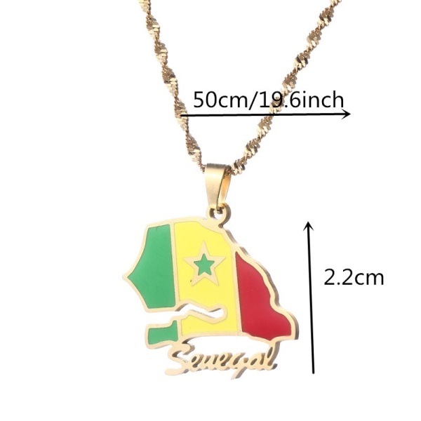 Pendentif drapeau du Sénégal avec chaîne 2