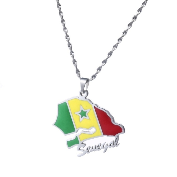 Pendentif drapeau du Sénégal avec chaîne 6