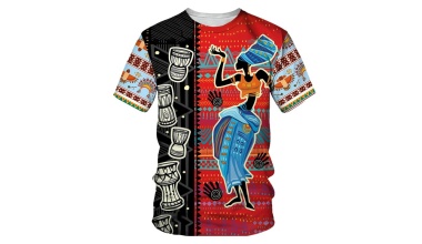 T-shirt col rond, manches courtes femme africaine vintage 1