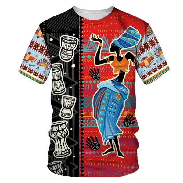 T-shirt col rond, manches courtes femme africaine vintage 3