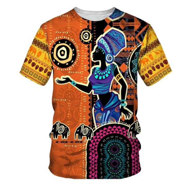 T-shirt col rond, manches courtes femme africaine vintage 4