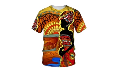 T-shirt col rond, manches courtes femme africaine vintage 1