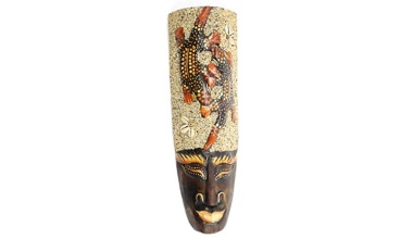 Masque-Africain-32cm-en-Bois-Salamandres-Sable-et-Coquillages-0