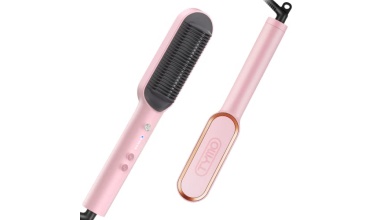 TYMO-Brosse-Lissante-Chauffante-Pour-Cheveux-Crepus-Fer-a-Lisser-Avec-Peigne-InteGre-25s-PTC-Chauffage-5-ReGlages-De-TempeRature-Anti-BruLure-Professionnels-Hair-Straightener-0